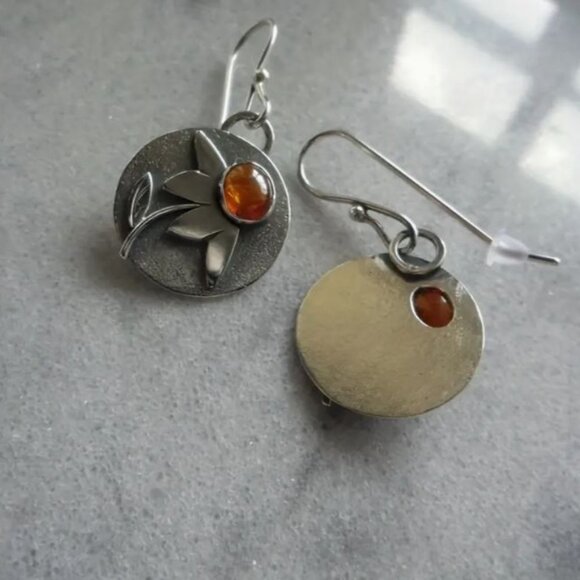 NEW Isidra Silver Plated Red Gem Boho Drop Earrings - Picture 4 of 4